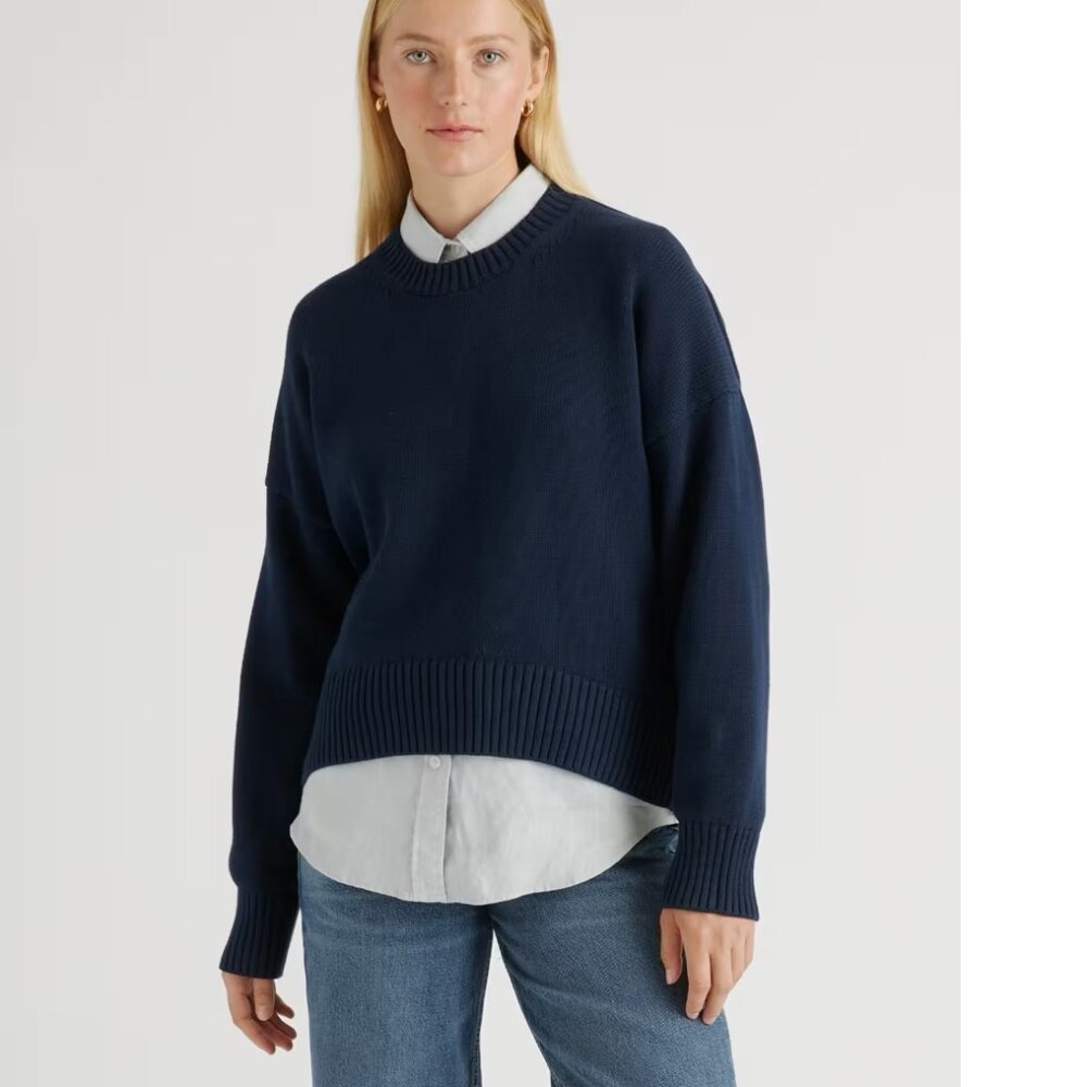 Quince 100% Organic Cotton Boyfriend Crew Sweater